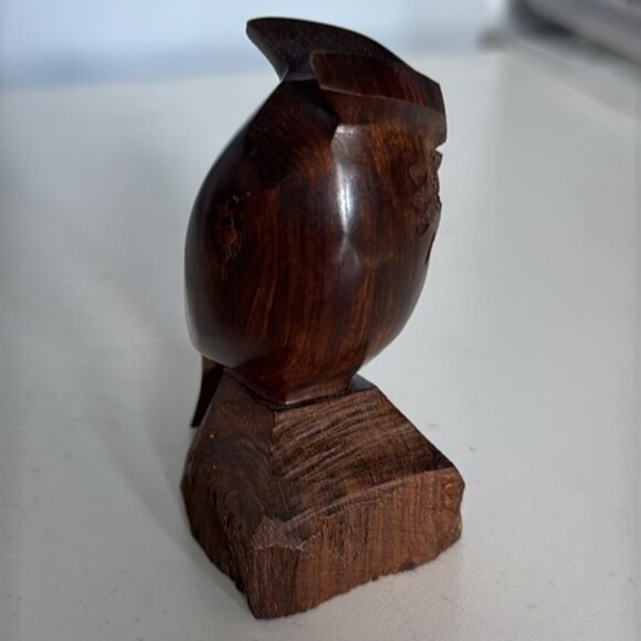 Vintage Ironwood Carved Owl Sculpture Approx 4” Tall - Picture 6 of 11